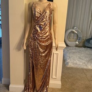 Fashion Nova Gold Sequin Maxi Dress